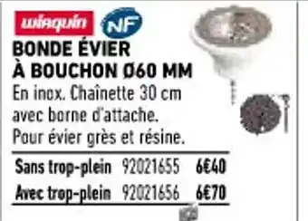 Brico Cash Bonde Évier a Bouchon Ø60 MM offre