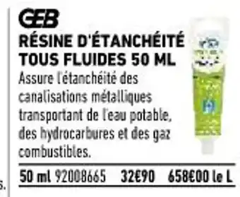 Brico Cash Résine D'étanchéité Tous fluides 50 ML offre