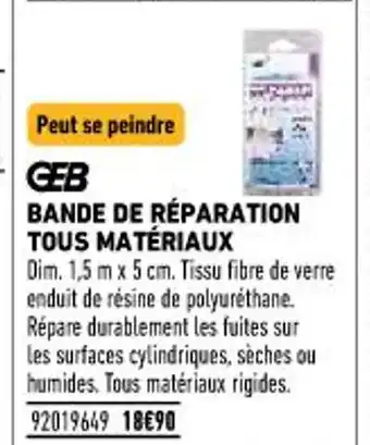 Brico Cash Bande De Réparation Tous Matériaux offre