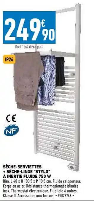 Séche-Serviette + Sécge-Linge 'Stylo" a Inertie Fluide 750 W