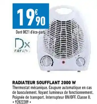 Brico Cash Radiateur Soufflant 2000 W offre