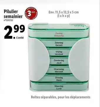 Lidl Pilulier Semainier offre