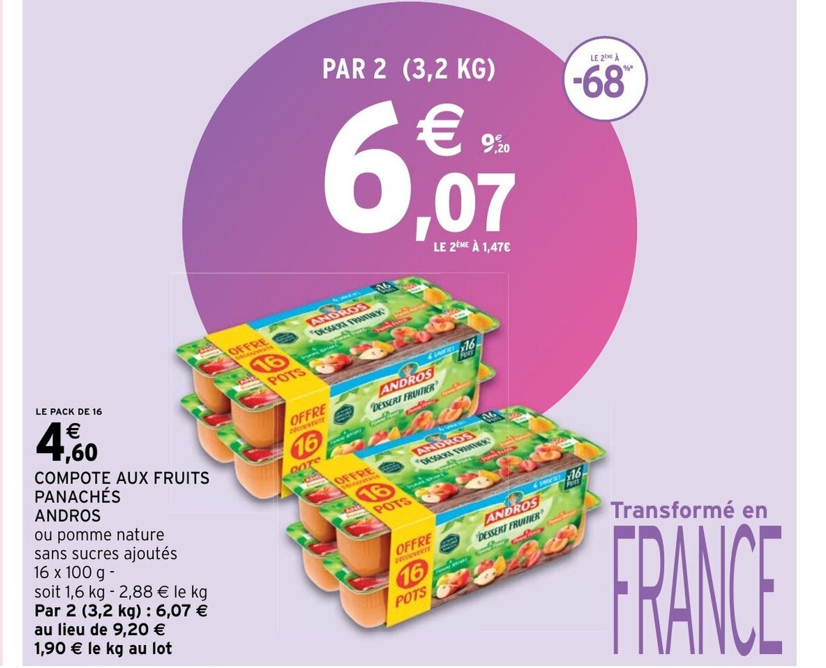 Promo Compote aux fruits panaches andros chez Intermarché