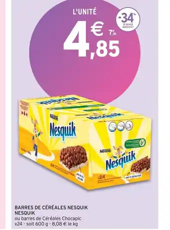 Intermarché Barres de cereales nesquik nesquik offre