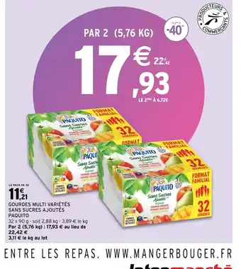 Intermarché Gourdes multi varietes sans sucres ajoutes paquito offre