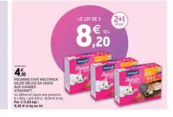 Intermarché Pochons chat multipack gelee delice en sauce aux viandes vitakraft offre