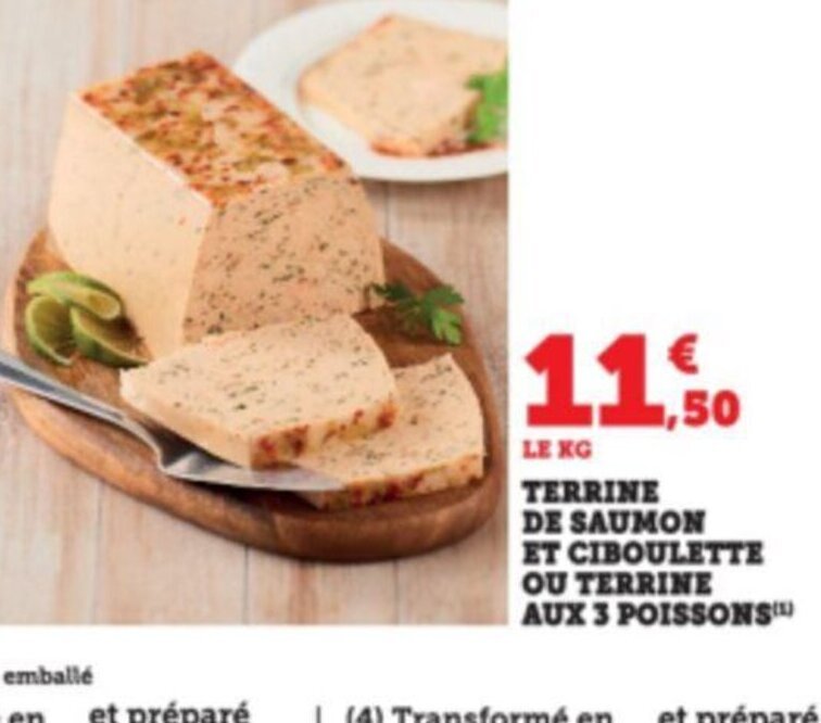 Promo Terrine de saumon et ciboulette ou terrine aux 3 poissons chez