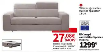 Conforama Canape convertible 3 places modena offre