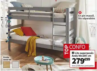 Conforama Lits superposés 90 cm andy offre