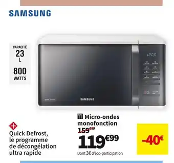 Conforama Samsung micro-ondes monofonction samsung ms23k3513a offre
