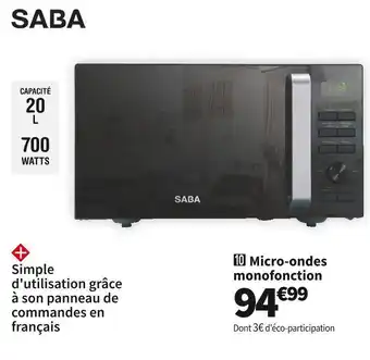 Saba micro-ondes monofonction