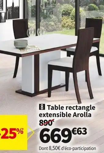 Table rectangle extensible arolla