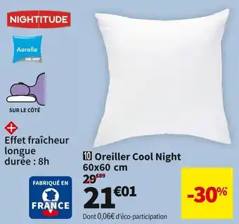Conforama Bultex oreiller nightitude cool night 60x60 cm offre