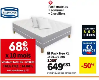 Conforama Simmons pack neo xl offre