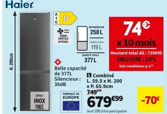 Conforama Haier réf. combiné haier hdw1620dnpd offre