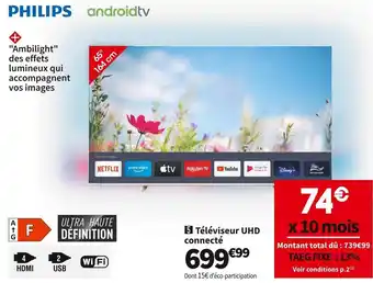 Conforama Philips téléviseur uhd connecté philips 65pus8057 offre