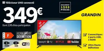 Conforama Téléviseur uhd connecté grandin ud55cgh222s offre