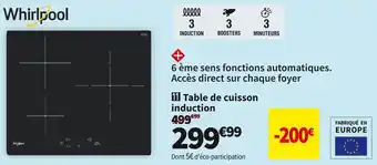 Conforama Whirlpool  table de cuisson induction wsq446ne offre