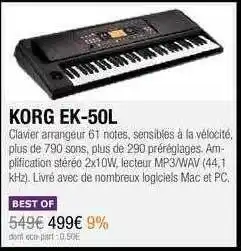 SonoVente Korg Ek-50l Best Of offre