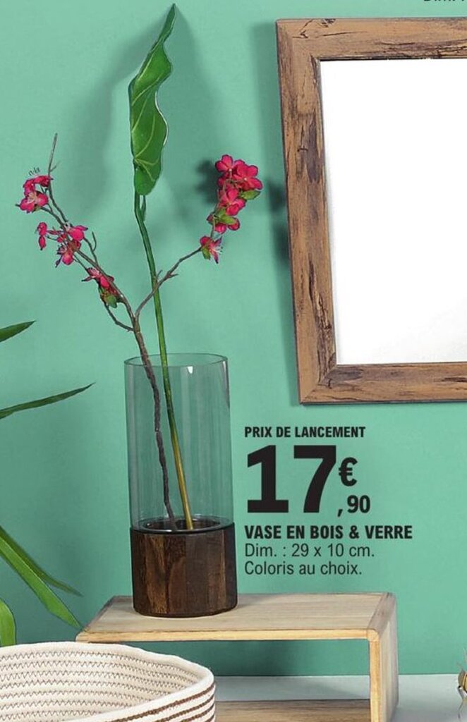 Promo Vase En Bois & Verre chez E.Leclerc