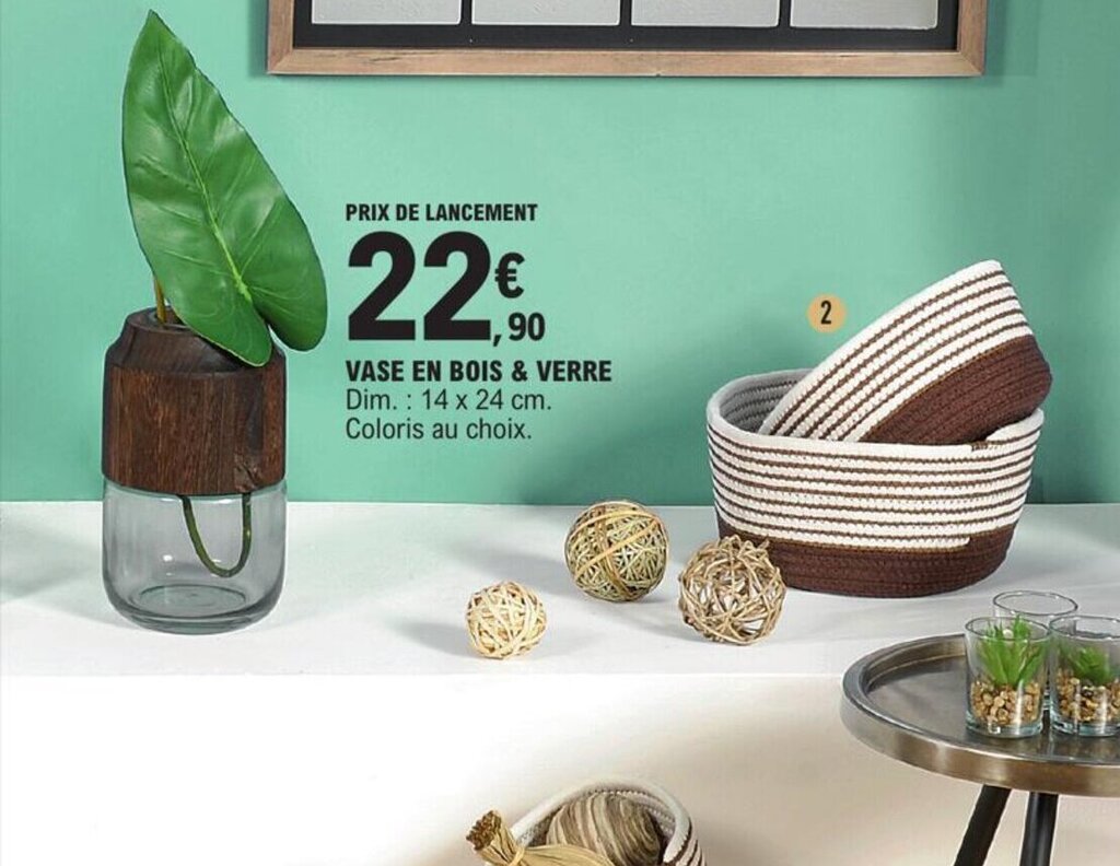 Promo Vase En Bois Verre chez E.Leclerc