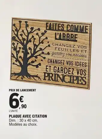 Plaque Avec Citation
