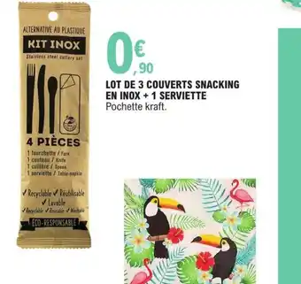 E.Leclerc Lot De 3 Couverts Snacking En Inox + 1 Serviette offre