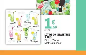 E.Leclerc Lot De 20 Serviettes 3 Plis offre