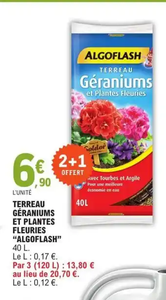 E.Leclerc Terreau Géraniums Et Plantes Fleuries "Algoflash" offre