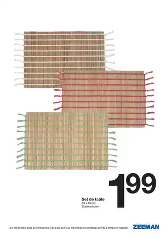 Zeeman Set De Table offre