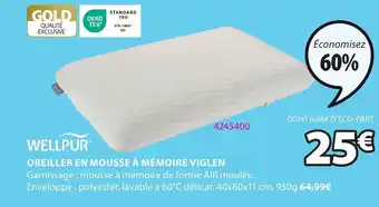 JYSK Oreiller en Mousse à Mémoire Viglen offre