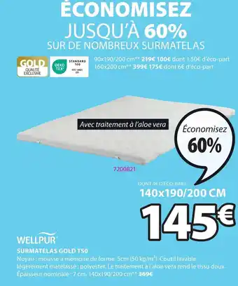 JYSK Surmatelas Gold T50 offre