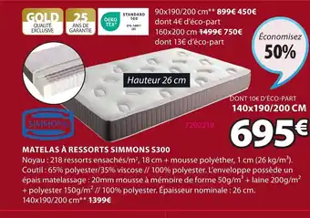 JYSK Matelas à Ressorts Simmons S300 offre