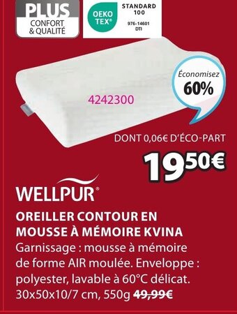 Oreiller Contour en Mousse à Mémoire Kvina