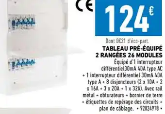 Brico Cash Tableau Pré-équipé 2 Rangées 26 Modules offre