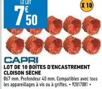Brico Cash Lot de 10 D'Encastrement Cloison Sèche offre
