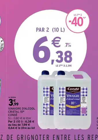 Intermarché Hyper Vinaigre d'Alcool cristal 10 conde offre