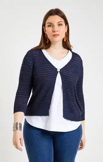 Gilet maille effet rayures 1 bouton