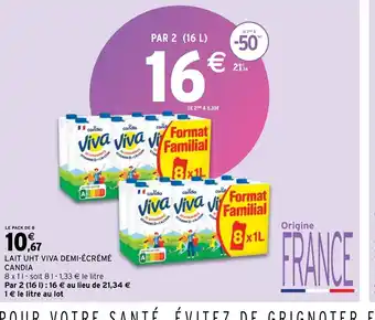 Intermarché Hyper Lait UHT viva demi-ecreme candia offre