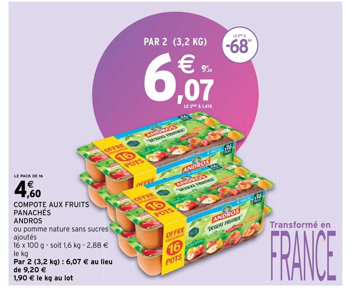 Promo Compote aux fruits panaches andros chez Intermarché Hyper