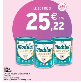 Intermarché Hyper Lait en poudre croissance 3 modilac offre