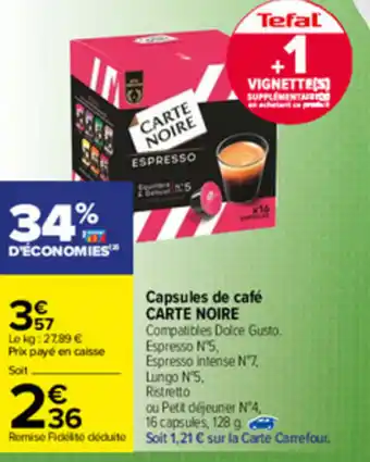Carrefour Capsules De Café offre