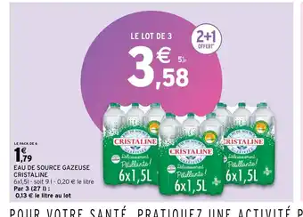 Intermarché Hyper Eau de source gazeuse cristaline offre