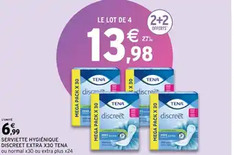 Intermarché Hyper Serviettes hygienique discreet extra x30 tena offre