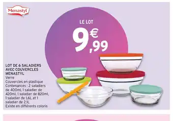 Intermarché Hyper Lot de 6 saladiers avec couvercles menastyl offre
