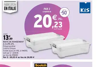 Intermarché Hyper boite de rangement a clips 27L offre