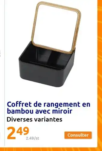 Action Coffret de rangement en bambou avec miroir offre