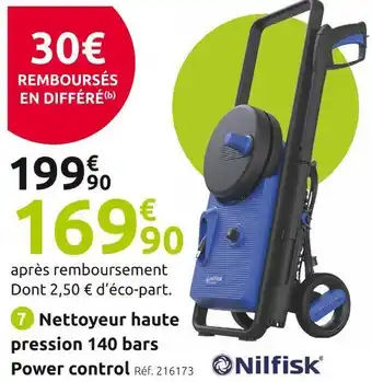 Mr Bricolage Nilfisk nettoyeur haute pression power control core 140-6 offre
