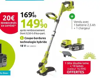 Mr Bricolage Ryobi one+ coupe-bordures sur batterie 18 v offre