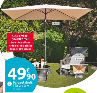 Parasol droit tilt 2 x 3 m